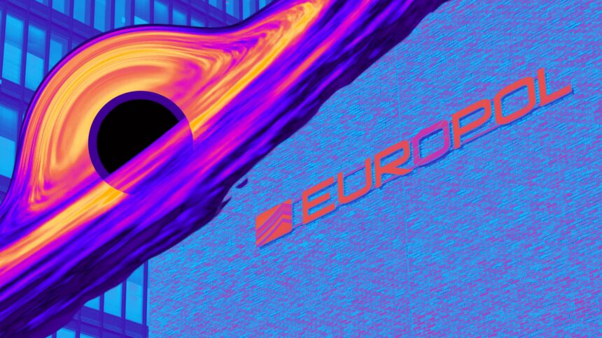 Ein schwarzes Loch über dem Europol-Gebäude.
