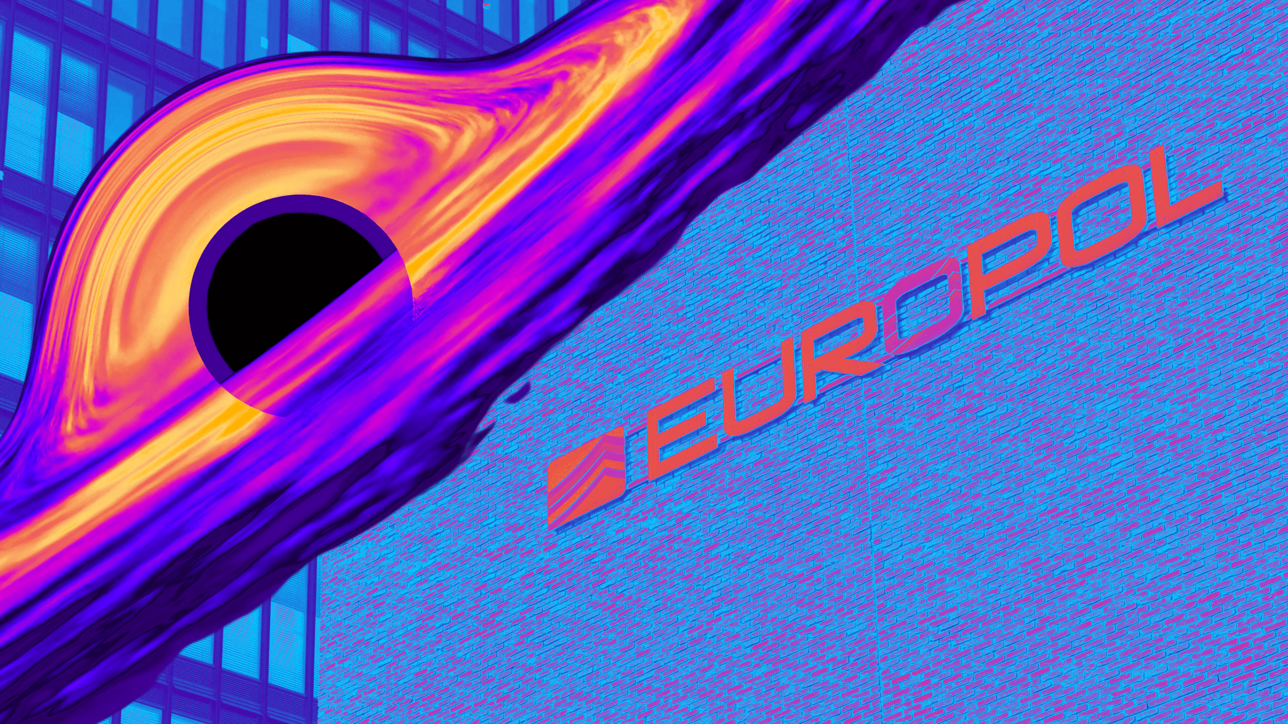 Ein schwarzes Loch über dem Europol-Gebäude.