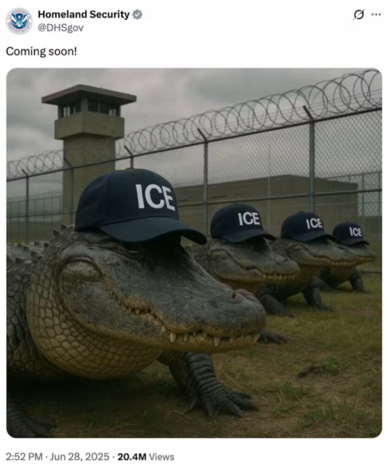 KI-Bild von Alligatoren als ICE-Beamte.