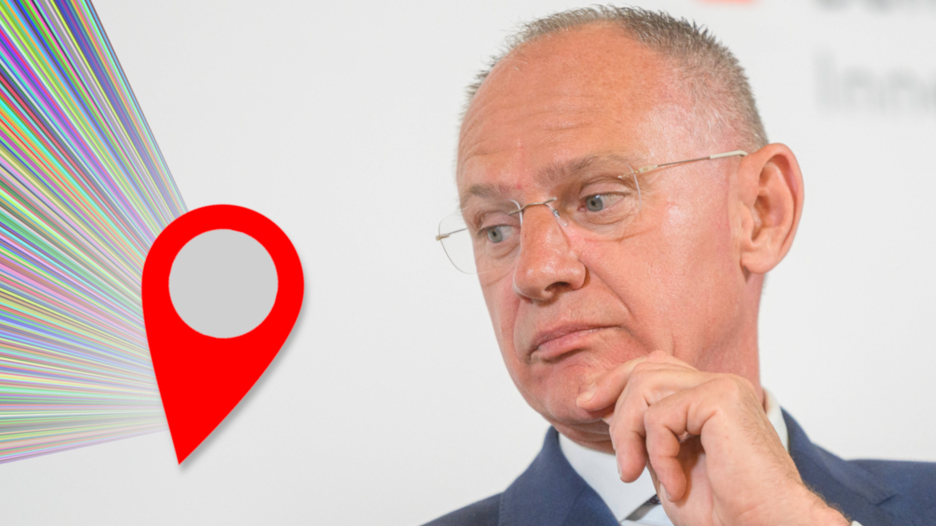 Porträt von Innenminister Gerhard Karner (ÖVP); eine rote Stecknadel symbolisiert Standortdaten