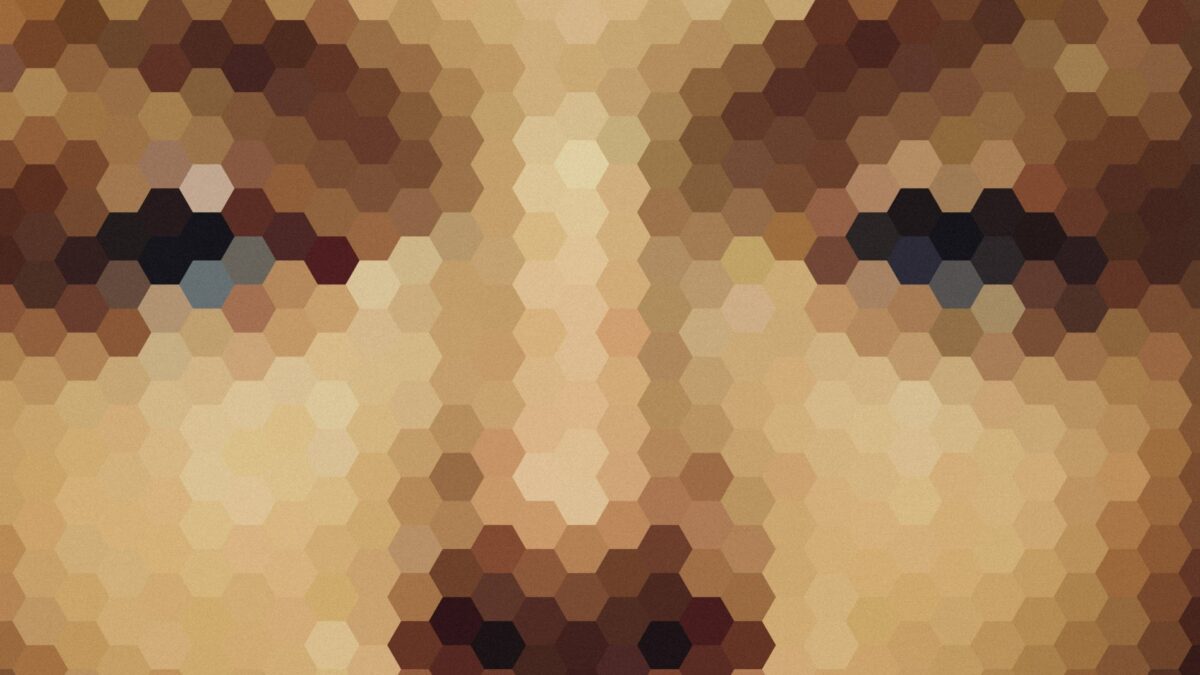 Die Augenpartie eines abstrakten Gesichts als Mosaik