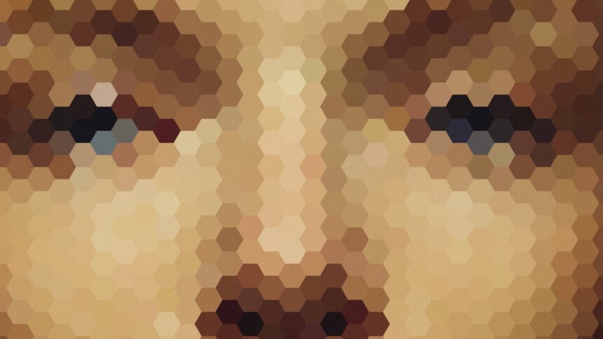 Die Augenpartie eines abstrakten Gesichts als Mosaik