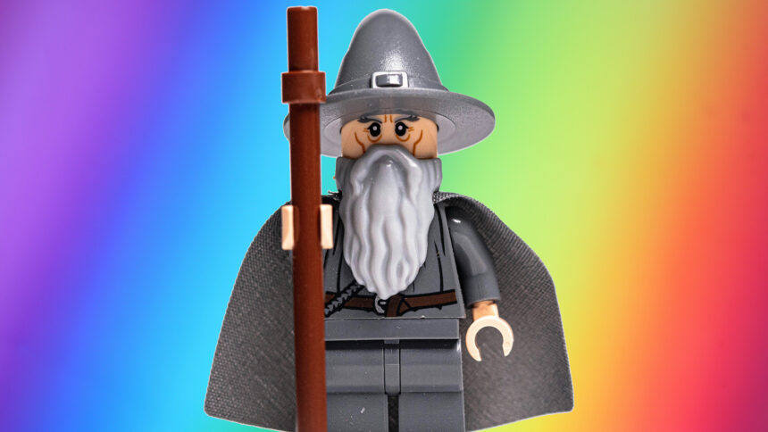 Playmobil Gandalf vor einem Regenbogen