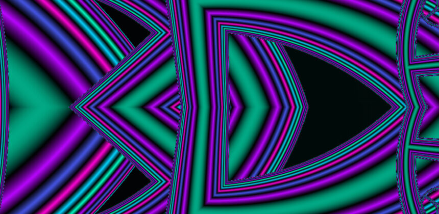 Fraktal, lila, petrol, schwarz, pink