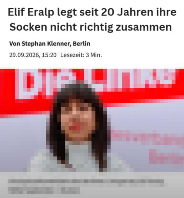 Gefälschter Artikel "Eralp liegt seit 20 Jahren die Socken nicht richtig zusammen"