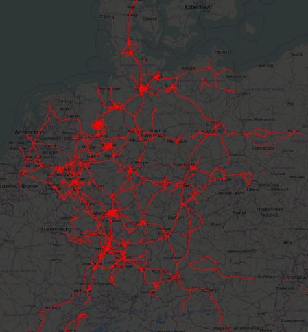 2011 kamen der Bundespolizei Daten von GPS-Wanzen abhanden. Hier eine Rekonstriktion der verfolgten Personen bzw. Sachen.