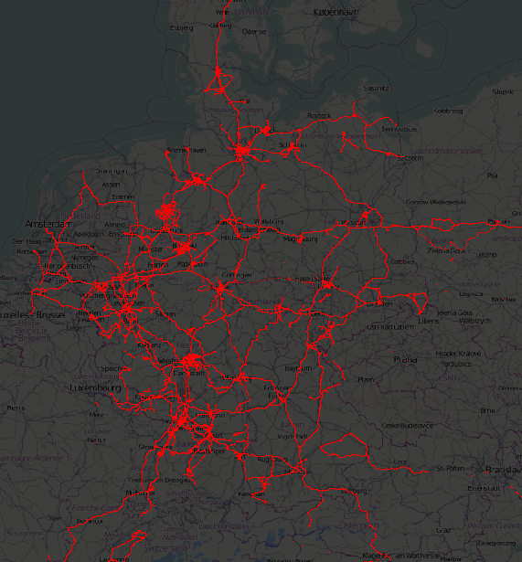 2011 kamen der Bundespolizei Daten von GPS-Wanzen abhanden. Hier eine Rekonstriktion der verfolgten Personen bzw. Sachen.