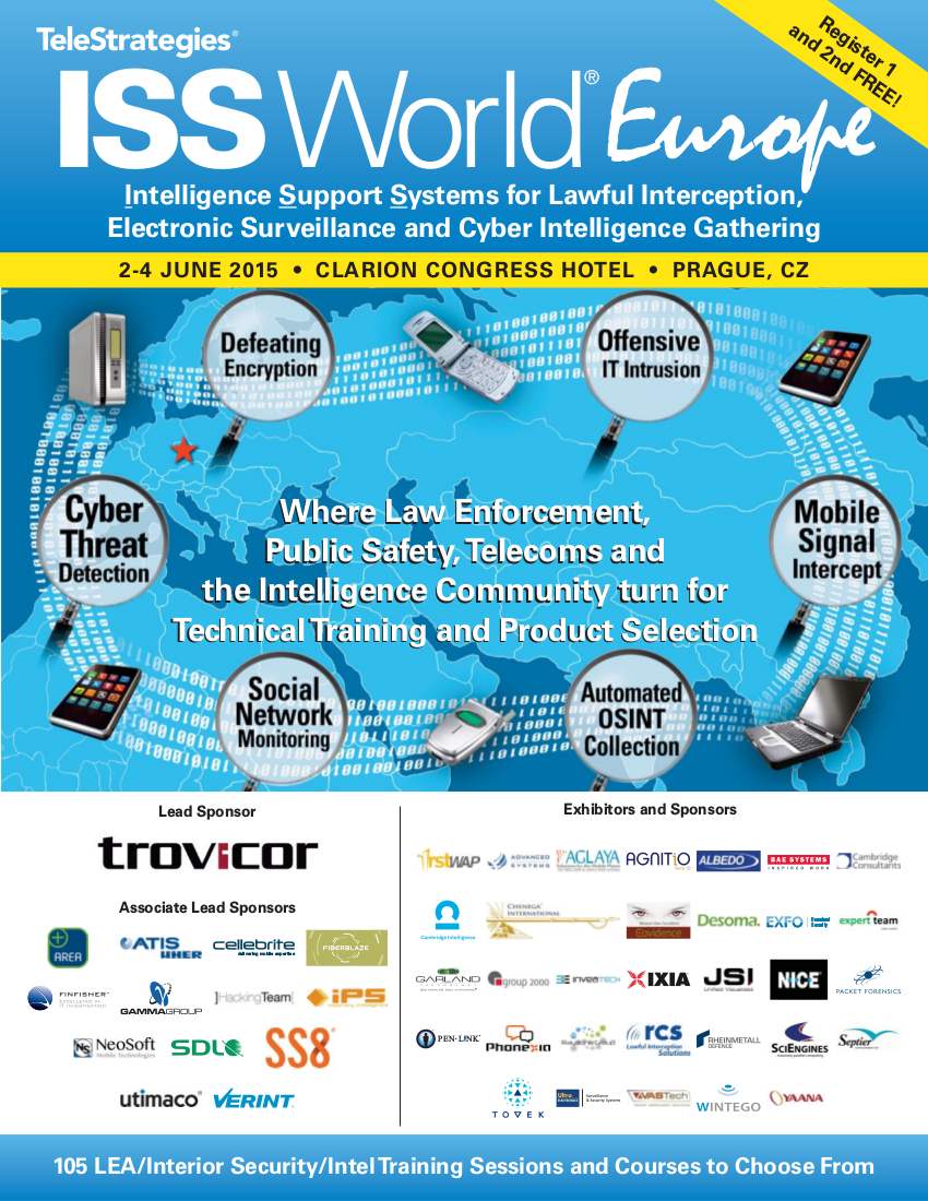 Aufträge vielleicht bald aus dem nahen Dresden: Flyer der jährlichen Überwachungsmesse ISS World in Prag.