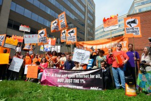 Demonstration vor der FCC am Donnerstag.