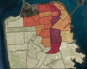 Big Data at Work: Die "Mission" als Hotspot von "Rides of Glory" in San Francisco. Abbildung: Uber.com
