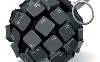 Die Tastatur als Handgranate - Illustration einer Europol-Analyse zu Bedrohungen im Internet.