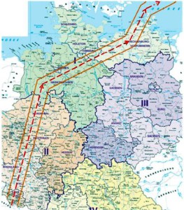Der von der US-Luftwaffe beantragte Korridor über deutschen Bundesländern. (Bild: BMVg)