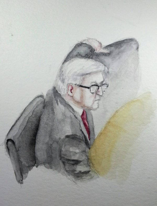 Zeuge Steinmeier bei seiner Anhörung. Zeichung: Stella Schiffczyk