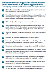 Wenn es dann doch passiert ist: Mögliche Fragen an die Geheimdienstlerin im Unterricht der Berliner Zeitschrift "Straßen aus Zucker".