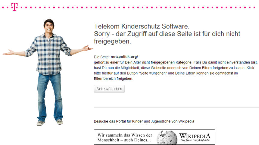 Telekom-Filter blockiert Netzpolitik.org