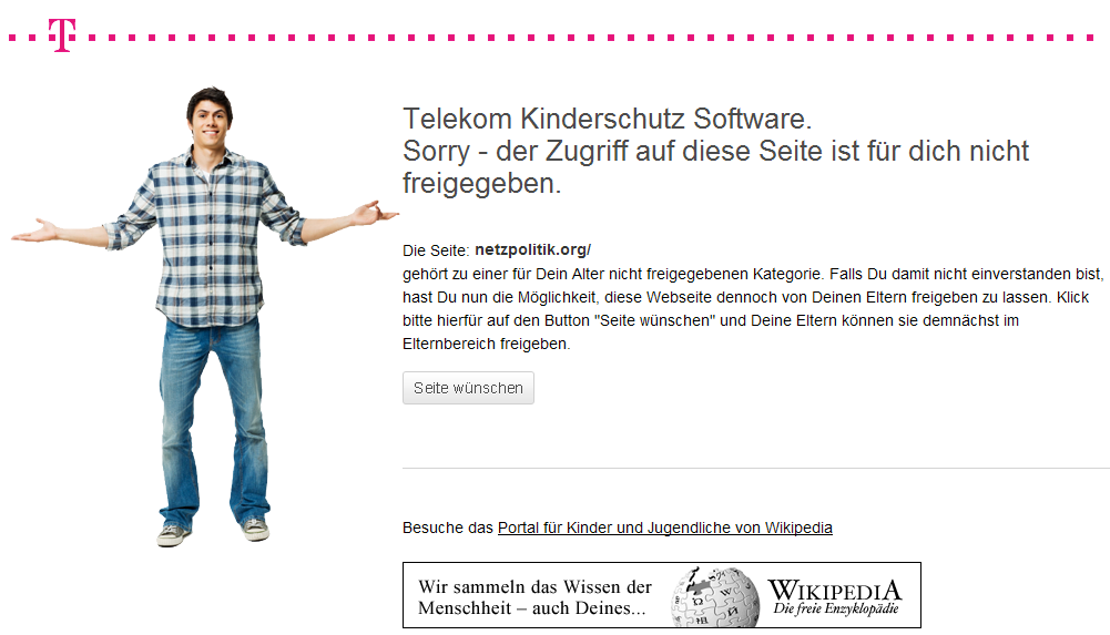 Telekom-Filter blockiert Netzpolitik.org
