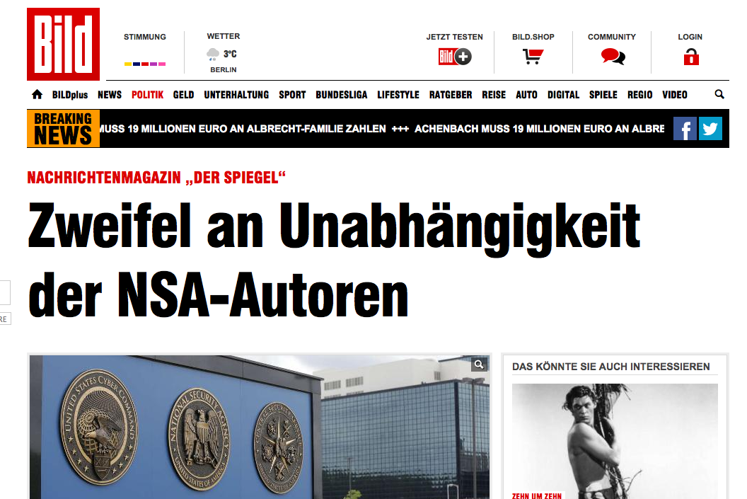 „Der Spiegel“: Zweifel an Unabhängigkeit der NSA-Autoren - Politik Inland - Bild.de 2015-01-20 10-03-46